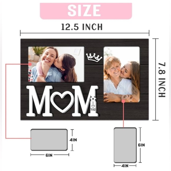 NEW Mom Picture Frame Gifts from Daughter/Son Holds 2 4x6 Inch Pictures - Picture 3 of 9